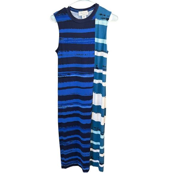 Anthropologie Corey Lynn Calter Striped Midi Dress Blue Black Size M - Picture 4 of 6